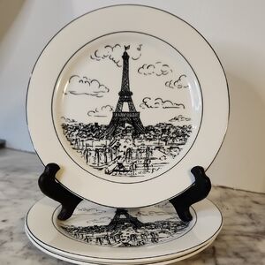 Milkasa Eiffel Tower Salad Plate 3 Set Super Strong Fine China